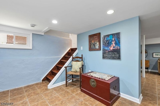 interior space with recessed lighting and baseboards