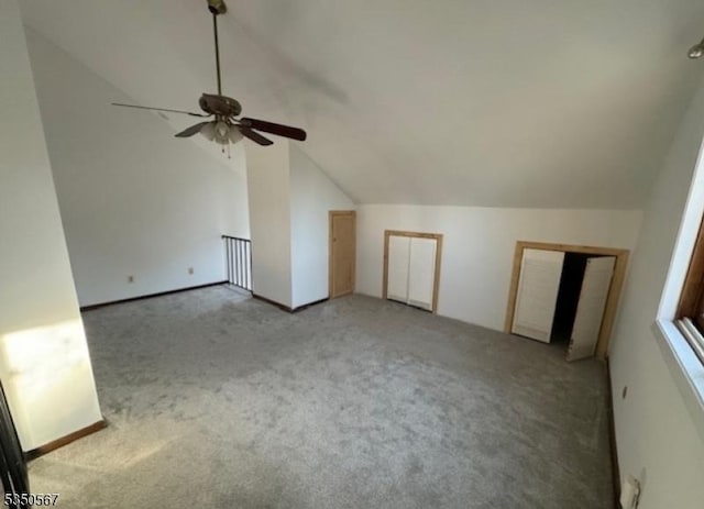 2 Alta Ct, Vernon Twp, NJ 07462 - bonus room featuring a ceiling fan, carpet, and vaulted ceiling