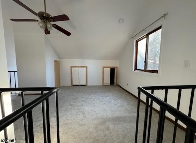 2 Alta Ct, Vernon Twp, NJ 07462 - additional living space with carpet, a ceiling fan, and lofted ceiling