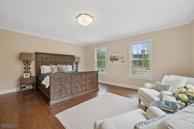 260 Hartshorn Dr, Millburn Twp, NJ 07078 - bedroom with baseboards, ornamental molding, and dark wood finished floors