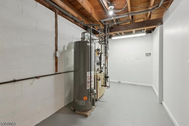utility room with gas water heater