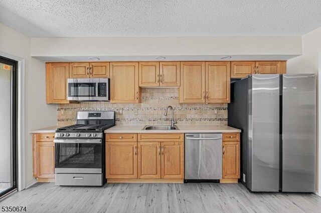 10 Brook St, Franklin Twp, NJ 08873 - kitchen featuring light countertops, light wood-type flooring, appliances with stainless steel finishes, and a sink