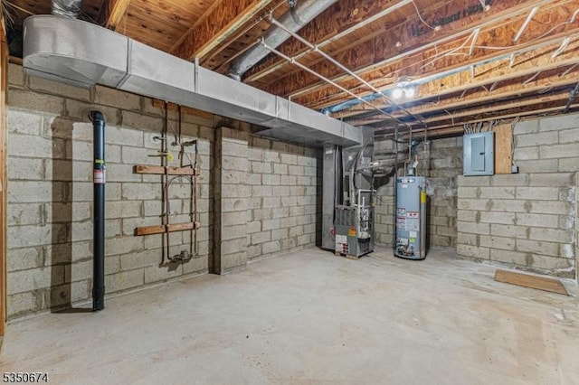 10 Brook St, Franklin Twp, NJ 08873 - unfinished basement featuring gas water heater, electric panel, and heating unit