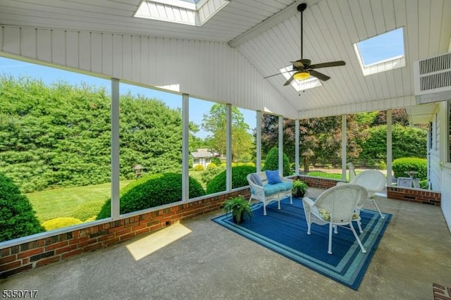 35 Clearview Dr, Randolph Twp, NJ 07869 - sunroom with a skylight, a ceiling fan, and lofted ceiling