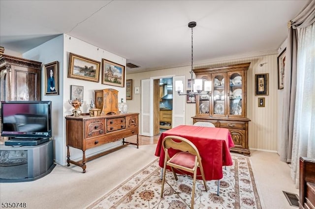 27 Landry Rd, Franklin Twp, NJ 08873 - dining room featuring baseboards, visible vents, and light carpet