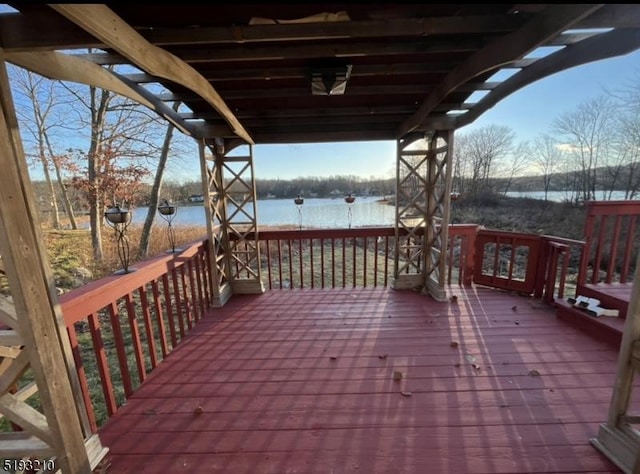 deck with a water view