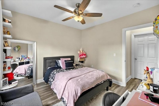 105-107 Sanford Ave, Belleville Twp, NJ 07109 - bedroom with wood finished floors, baseboards, and a ceiling fan