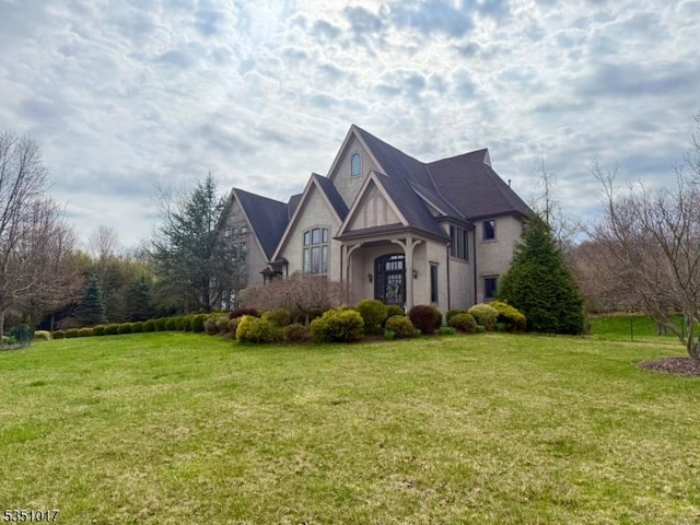 8 Mountain Top Dr, Liberty Twp, NJ 07838 - view of side of home featuring a yard and stucco siding