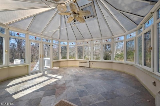 187 Mount Horeb Rd, Warren Twp, NJ 07059 - unfurnished sunroom featuring stone finish floor, a healthy amount of sunlight, baseboards, and french doors