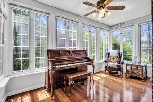 106 Anderson St, Raritan Boro, NJ 08869 - sunroom / solarium featuring baseboards, wood-type flooring, and wooden ceiling