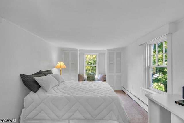 484 Rte 518, Montgomery Twp, NJ 08558 - bedroom featuring a baseboard radiator and light carpet