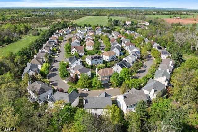 bird's eye view with a view of trees and a residential view