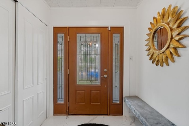 70 Highwood Ave, Englewood City, NJ 07631 - foyer with marble finish floors and crown molding