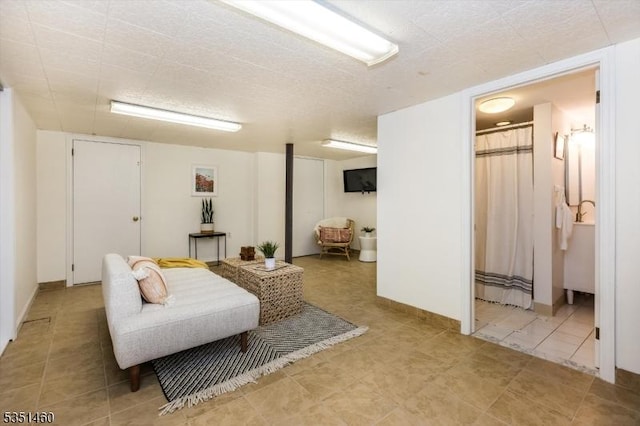 interior space featuring tile patterned flooring