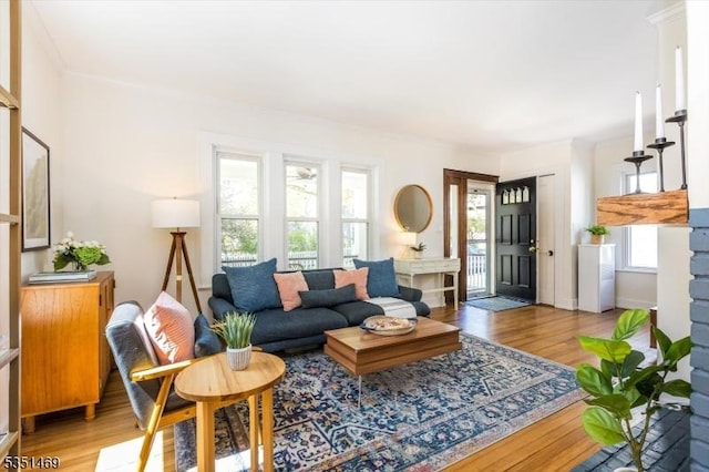 living room with light wood finished floors