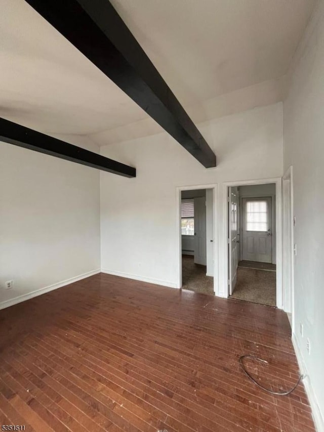 244 Dupont Ave, Hopatcong Boro, NJ 07843 - spare room with lofted ceiling with beams, baseboards, and hardwood / wood-style floors