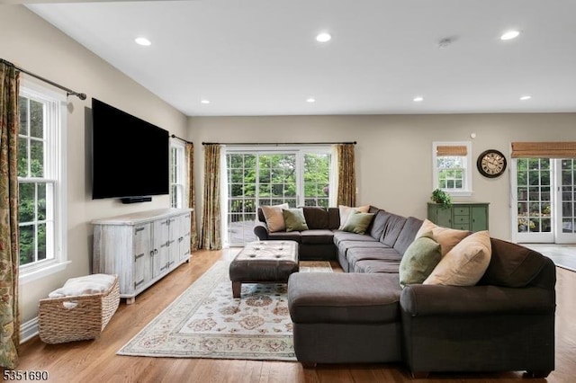 146 Linden Dr, Bernards Twp, NJ 07920 - living room with plenty of natural light, recessed lighting, and light wood-style floors