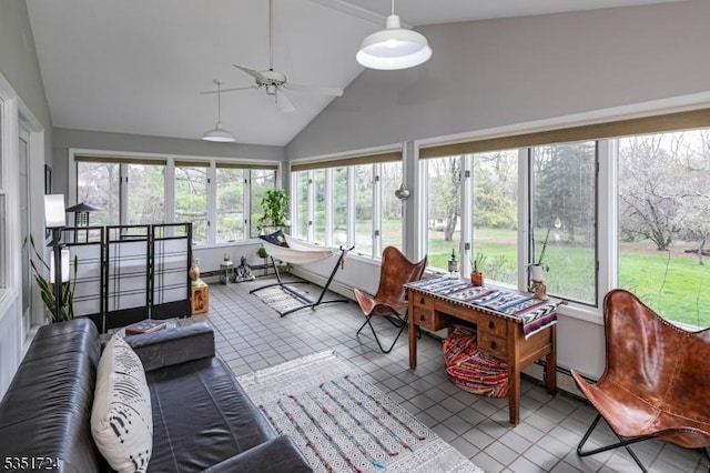 161 Orchard Rd, Montgomery Twp, NJ 08558 - sunroom / solarium with a ceiling fan, high vaulted ceiling, and plenty of natural light