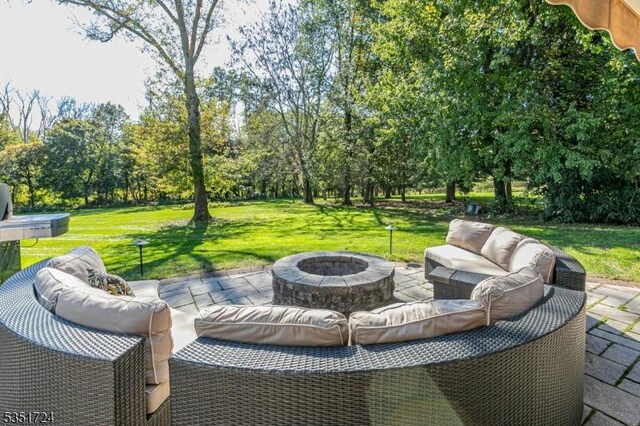 161 Orchard Rd, Montgomery Twp, NJ 08558 - view of patio / terrace with an outdoor living space with a fire pit