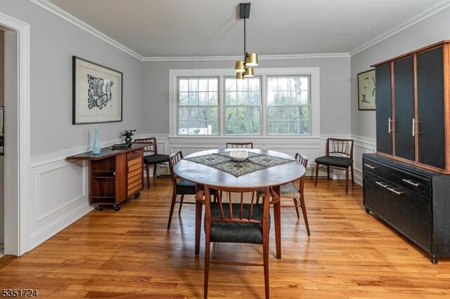 161 Orchard Rd, Montgomery Twp, NJ 08558 - dining space featuring crown molding, light wood finished floors, and a decorative wall