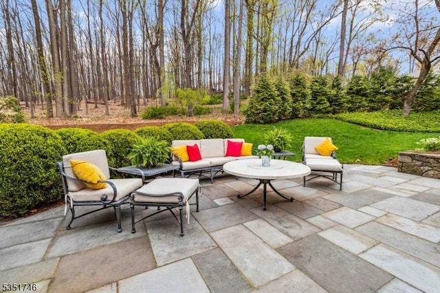 view of patio with an outdoor living space