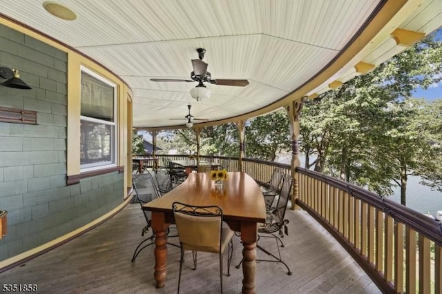 33 Edgemere Ave, Mount Arlington Boro, NJ 07856 - wooden terrace featuring outdoor dining area and a ceiling fan