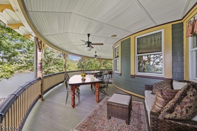 33 Edgemere Ave, Mount Arlington Boro, NJ 07856 - wooden deck with outdoor dining area and a ceiling fan