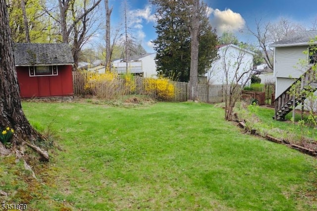 11 Kory Rd, Newton Town, NJ 07860 - view of yard featuring an outbuilding, fence, a storage shed, and stairway