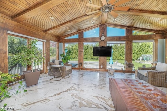 sunroom / solarium with beam ceiling
