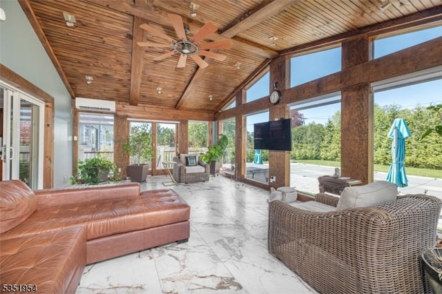 sunroom / solarium with beam ceiling and a wealth of natural light