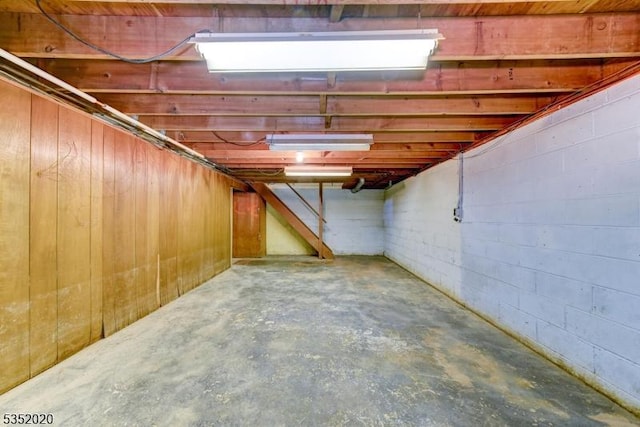 view of unfinished basement