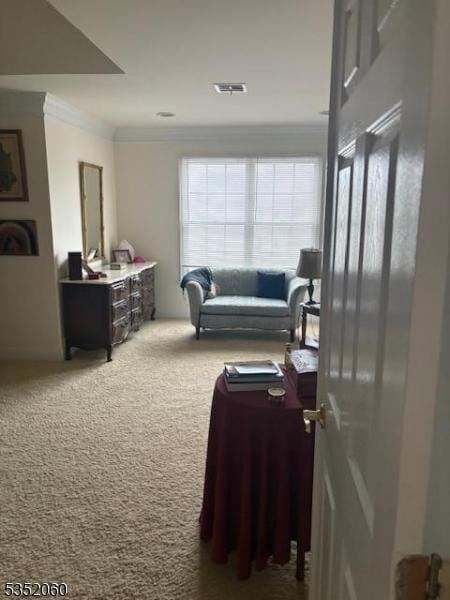 601 Buhler Ct, Pine Beach Boro, NJ 08741 - carpeted living room featuring ornamental molding