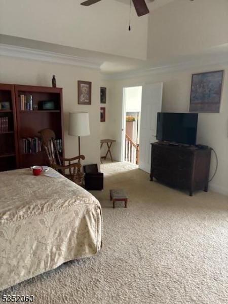 601 Buhler Ct, Pine Beach Boro, NJ 08741 - bedroom with carpet flooring, ceiling fan, and crown molding