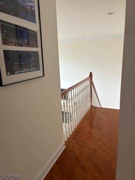601 Buhler Ct, Pine Beach Boro, NJ 08741 - hall featuring crown molding, wood finished floors, and baseboards