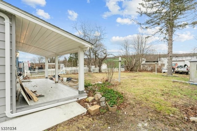 view of yard with a patio area and fence