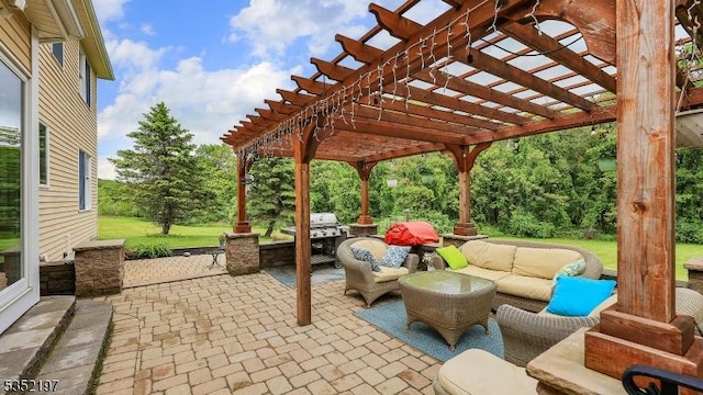 5 Dege Farm Rd, Tewksbury Twp, NJ 07830 - view of patio / terrace featuring an outdoor hangout area and a pergola
