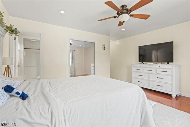 19 Tunnell Rd, Franklin Twp, NJ 08873 - bedroom featuring recessed lighting, a ceiling fan, baseboards, and dark wood-style flooring