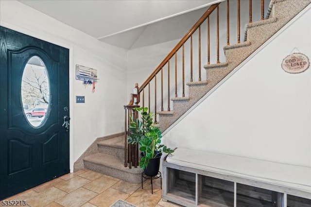 19 Tunnell Rd, Franklin Twp, NJ 08873 - foyer entrance featuring stone finish flooring and stairs