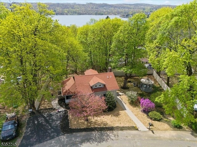 21 Highland Ave, Stanhope Boro, NJ 07874 - view from above of property with a forest and a nearby body of water