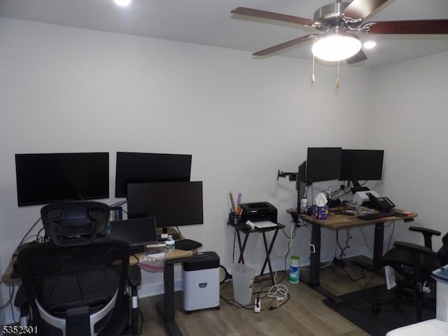 3 Sierra Pl, Sparta Twp, NJ 07871 - home office with a ceiling fan and wood finished floors