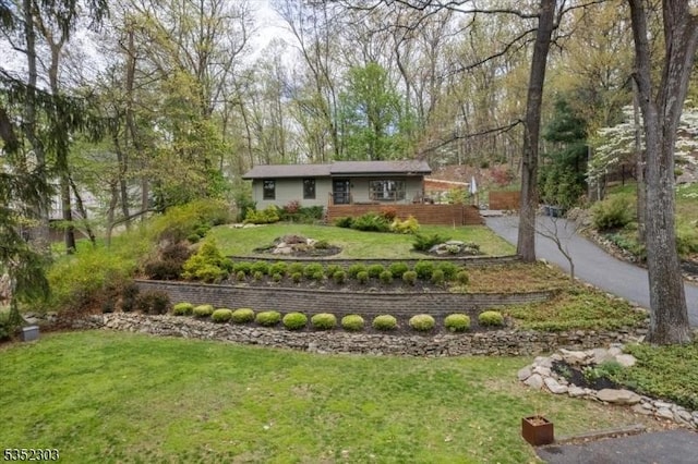 view of front of property featuring a front yard