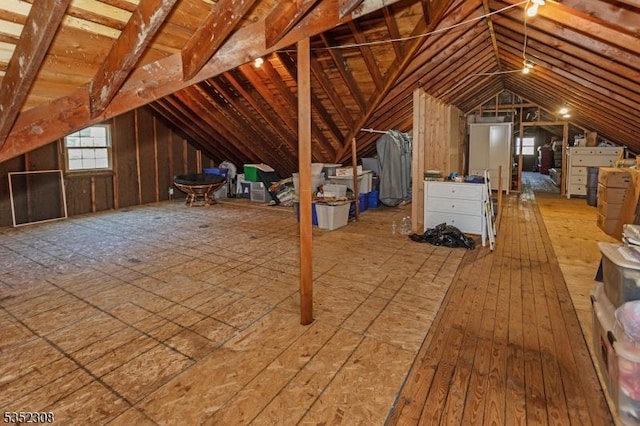 view of unfinished attic