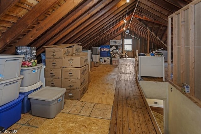 view of unfinished attic