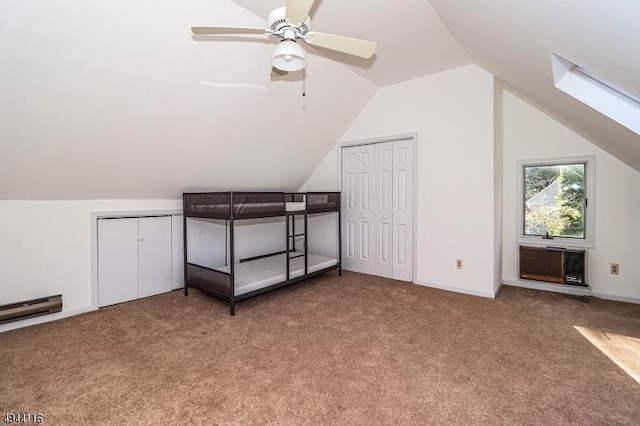 1775 Sleepy Hollow Ln, Plainfield City, NJ 07060 - unfurnished bedroom featuring carpet, lofted ceiling, ceiling fan, and heating unit