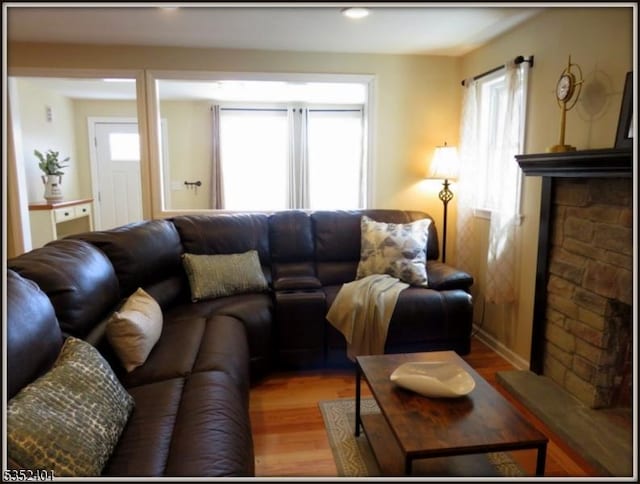 living area with wood finished floors
