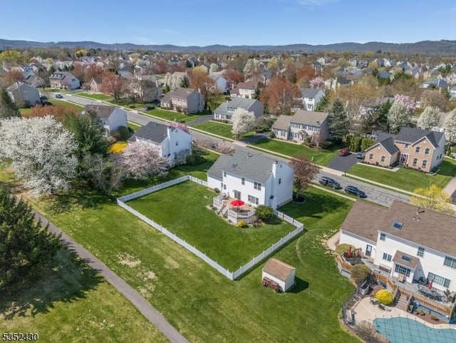 bird's eye view with a mountain view and a residential view