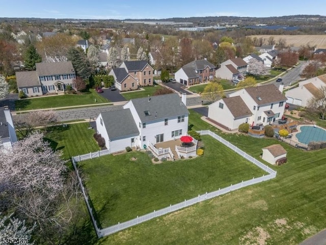 bird's eye view with a residential view