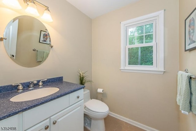 8 Kevin Dr, Mount Olive Twp, NJ 07836 - half bath with toilet, vanity, baseboards, and tile patterned floors