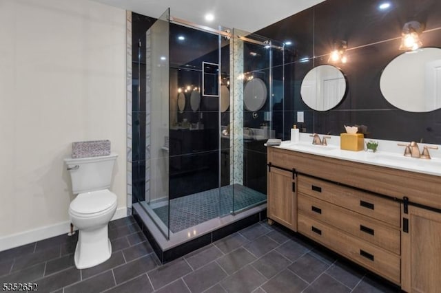 784 Valley St, Union Twp, NJ 07088 - bathroom featuring tile patterned floors, a sink, a shower stall, and toilet