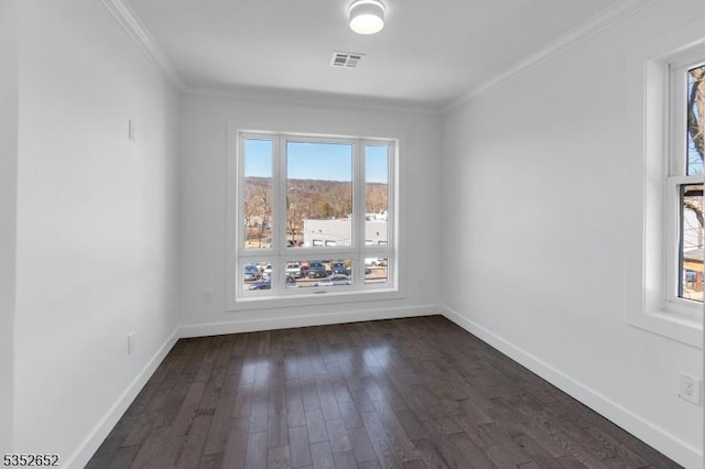 784 Valley St, Union Twp, NJ 07088 - spare room with ornamental molding, baseboards, dark wood-style flooring, and visible vents